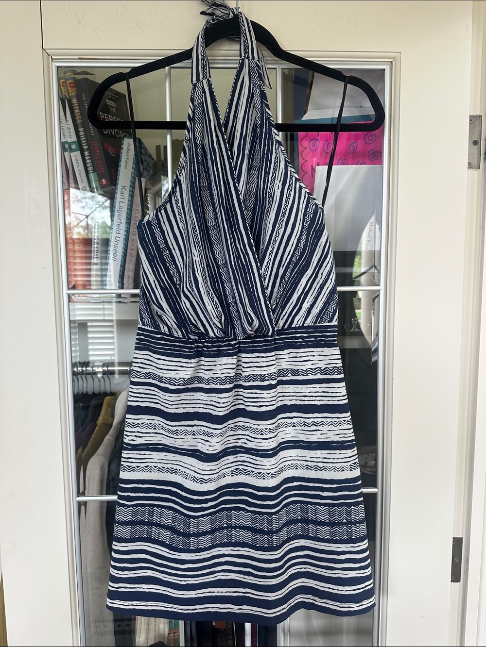 Navy & White Halter Stripe Summer Dress